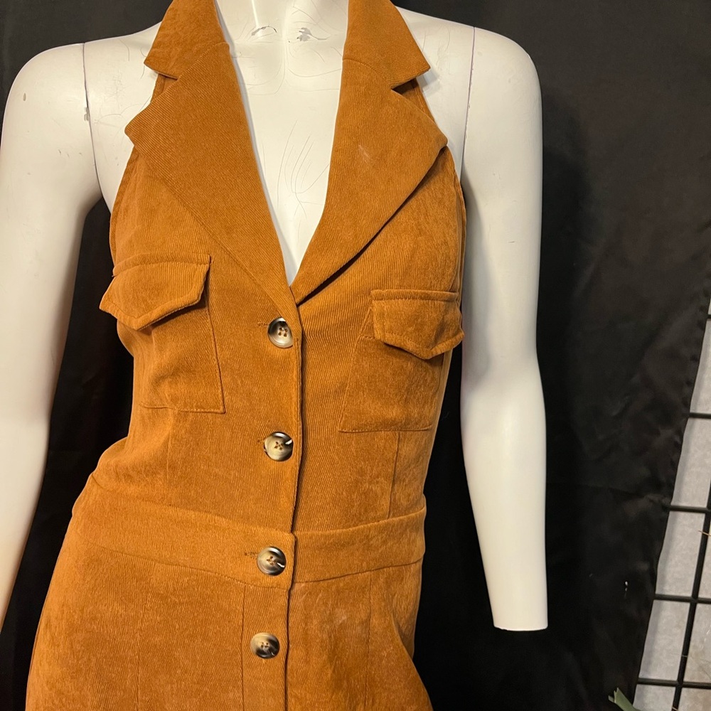 Womens Jumpsuits Long Pants Solid Color Button Fr… - image 7